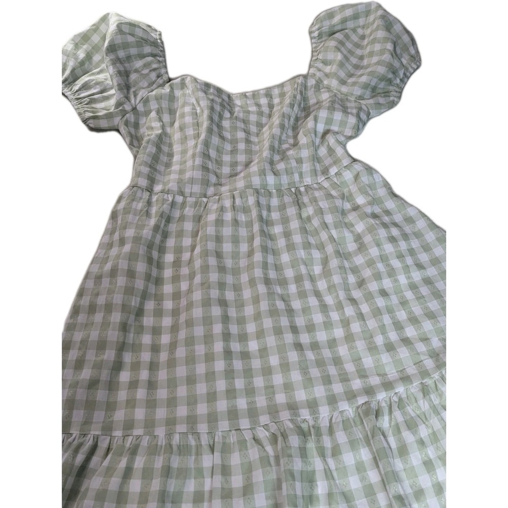 Lily Rose Sage Green Gingham Puff Sleeve Tie-Back Dress – Women's XS - Picture 14 of 16